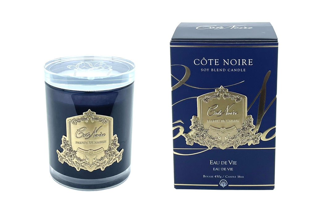 Cote Noire 450g Candle - Dark Vessel with Gold Badge - Eau De Vie-CGG45005