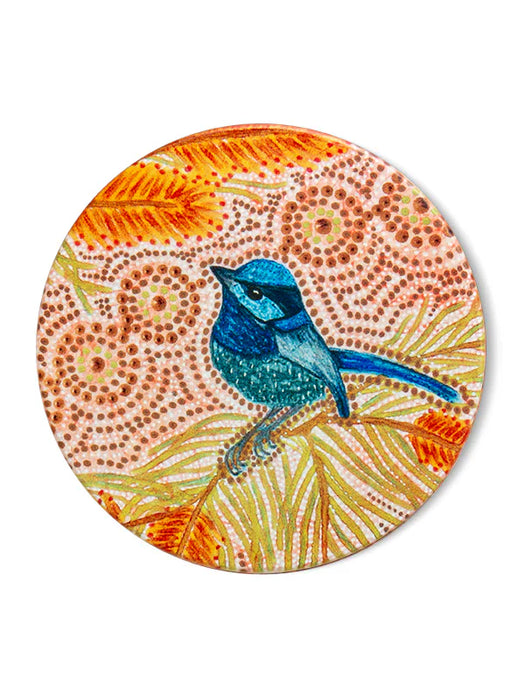 Koh Living Aboriginal Blue Wren Coaster