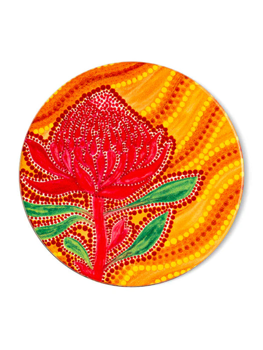 Koh Living Aboriginal Waratah Ceramic Coaster