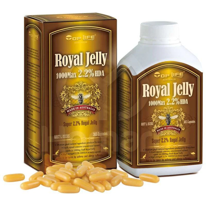 Top life royal jelly 1000max 2.2% HDA Premium Quality 365 Capsules
