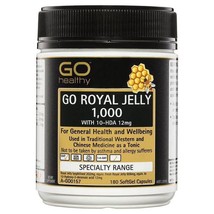 GO Healthy Royal Jelly 1000mg 10 HDA 12mg 180 Capsules