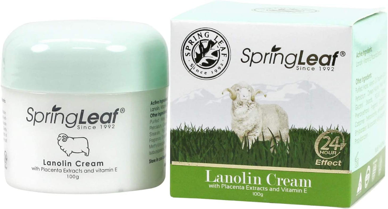 Spring Leaf Lanolin Cream with Placenta Extract and Vitamin E, 100g (07/2027)