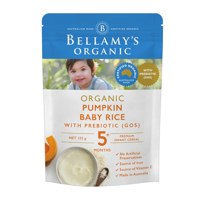 Bellamy's Organic Pumpkin Baby Rice with Prebiotic (GOS) 5+ Months 125g EXP: 08/23