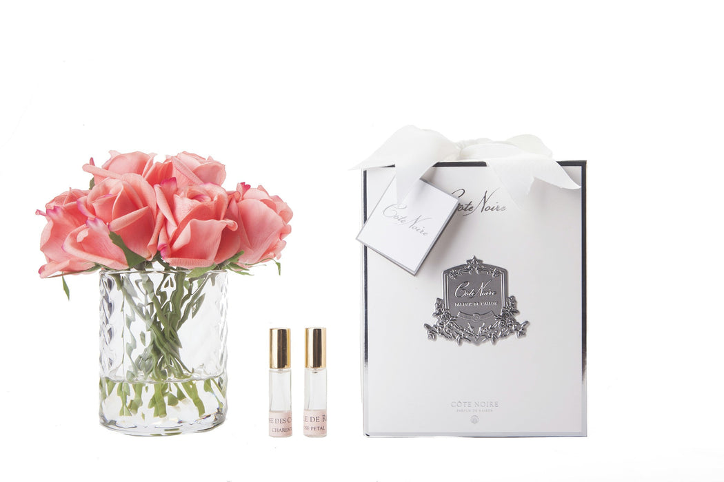Cote Noire - Herringbone Flower - Rose Buds - Clear - White Peach - HCF25