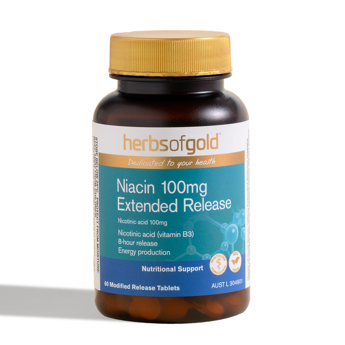 Herbs of gold Niacin 100mg Extended Release 60 Tablets