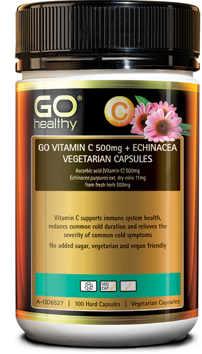GO Healthy GO Vitamin C 500mg + Echinacea 100 Vcaps 062023