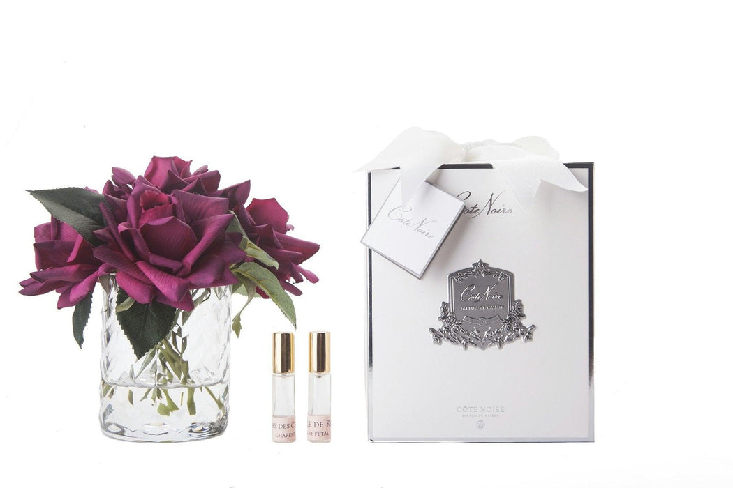 Cote Noire - Herringbone Flower - 5 French Roses - Clear - Carmine Red - Hcf24