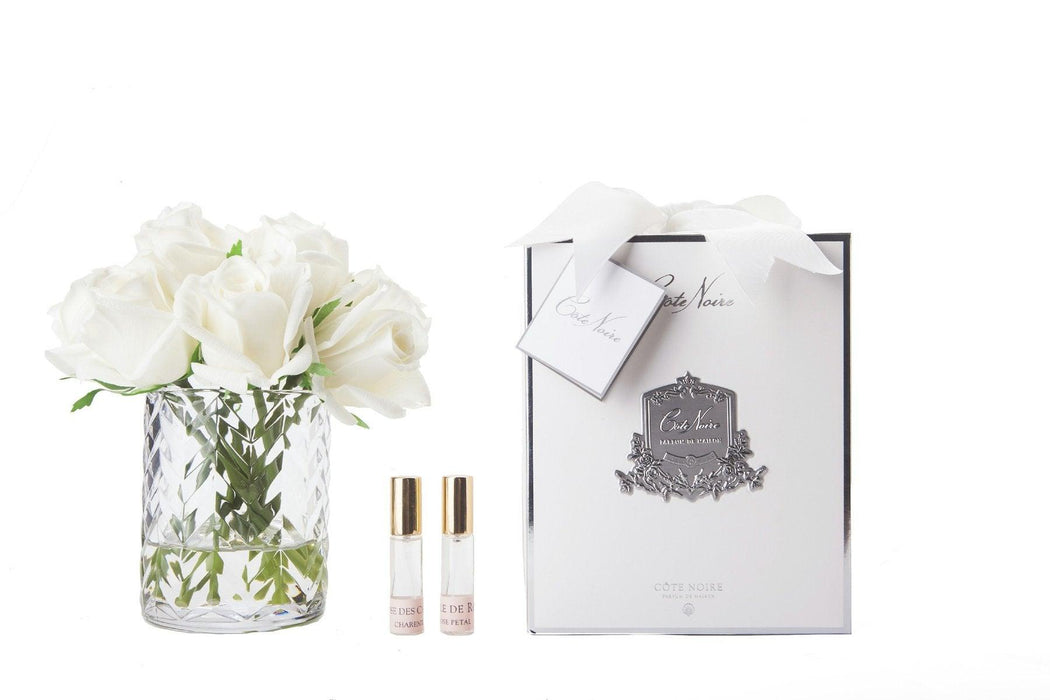 Cote Noire - Herringbone Flower - Rose Buds - Clear - Ivory White - Hcf21