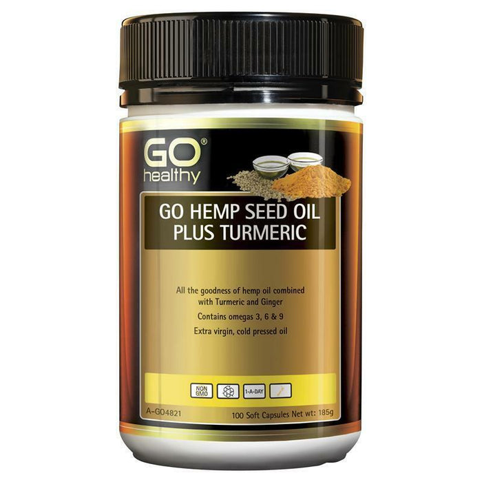 GO Healthy Hemp Seed Oil Plus Turmeric 100 SoftGel Capsules 122023