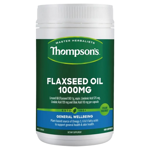 Thompsons Flaxseed Oil Gel-Free 1000mg 400 Vegi Capsules XDaySale