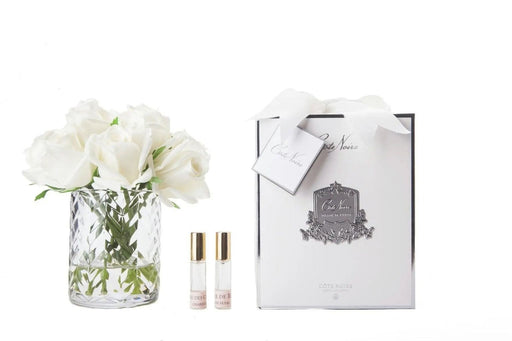 Cote Noire - Herringbone Flower - Rose Buds - Clear - Ivory White - HCF21 Cote Noire