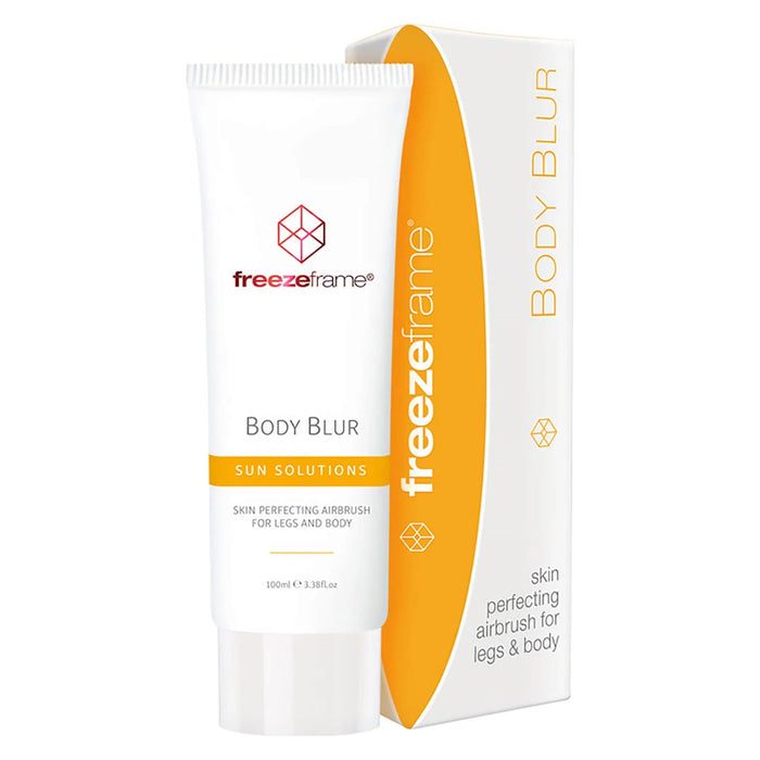 a tube of "Body Blur" and a box of "Body Blur" for skin perfection, specifically for legs and body.