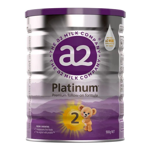 a can of A2 Milk Company's Platinum 2 formula milk.