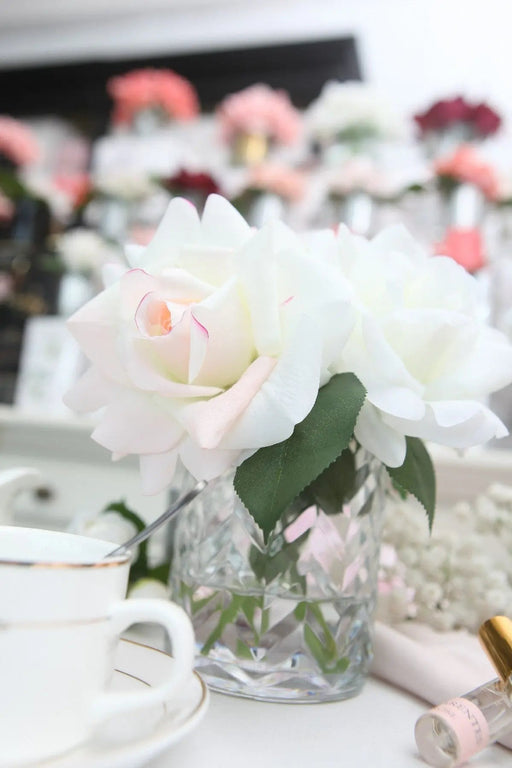 Cote Noire - Herringbone Flower - Blush & White Roses - Clear - HCF07 Cote Noire