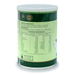 a green can of a powdered drink mix, with nutritional information and serving suggestion details printed on it.