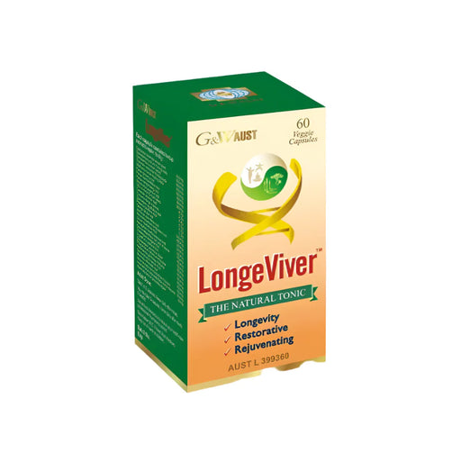 The image is a product packaging for a supplement called "LongeViver".
