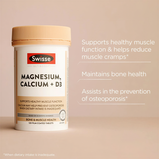 Swisse Ultiboost Magnesium Calcium + Vitamin D 120 Tablets EXP：03/2026 Swisse