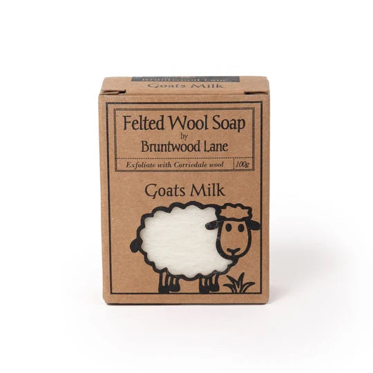 A cardboard box containing a product called "Goats Milk" by Bruntwood Lane.