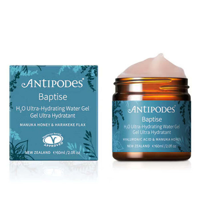 a box and a jar of Antipodes Baptise product.