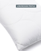 A pillow with a low/medium profile design, featuring a white, quilted pattern.