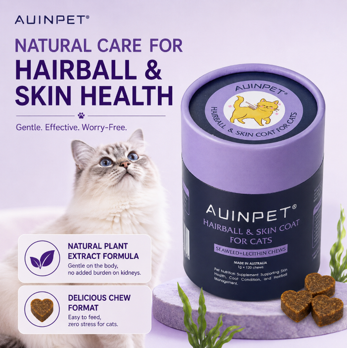 Auinpet HAIRBALL & SKIN COAT For Cats - Seaweed + Lecithin Chews