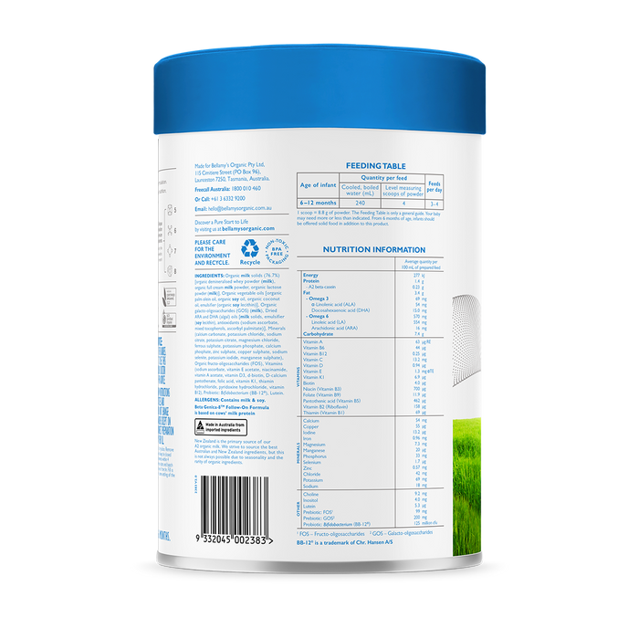 Bellamy’s Organic Beta Genica-8 Step 2 Follow-On Formula 6 - 12 Months 800g