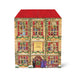 The image is a colorful and detailed illustration of a building with a red roof, featuring a large window with a stained glass design and a sign that reads "GLASSHOUSE ADVENT CALENDAR".