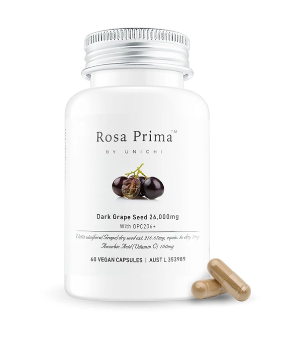 Unichi Rosa Prima Dark Grape Seed 26000mg With Opc206+ 60Vcaps NEW