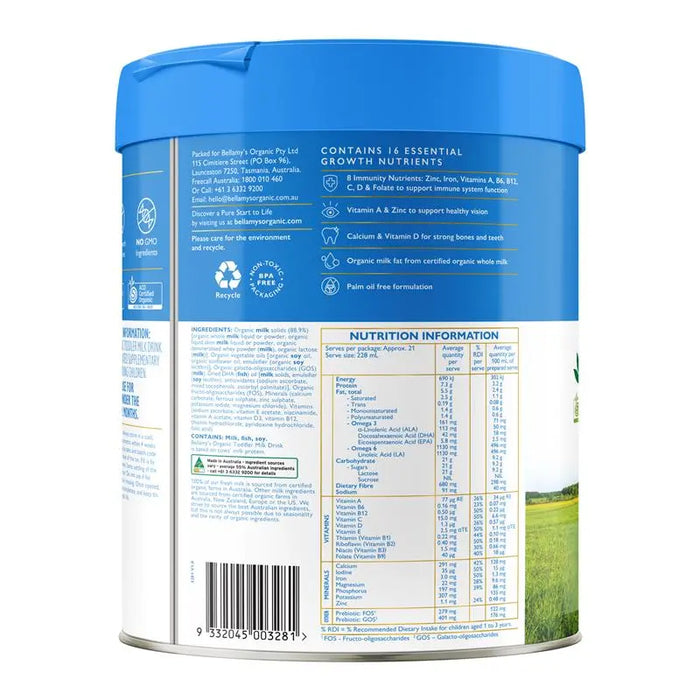 Bellamy's Organic Toddler Milk Drink Step 3 800g