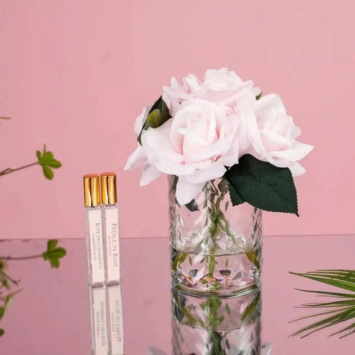 Cote Noire Herringbone Flower - 5 French Roses - Clear - French Pink HCF33 Cote Noire