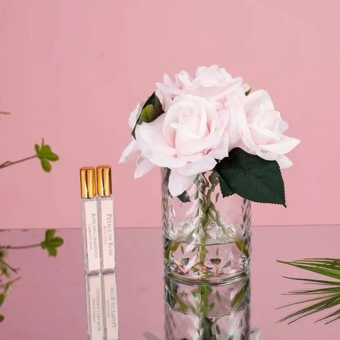 Cote Noire Herringbone Flower - 5 French Roses - Clear - French Pink HCF33 Cote Noire