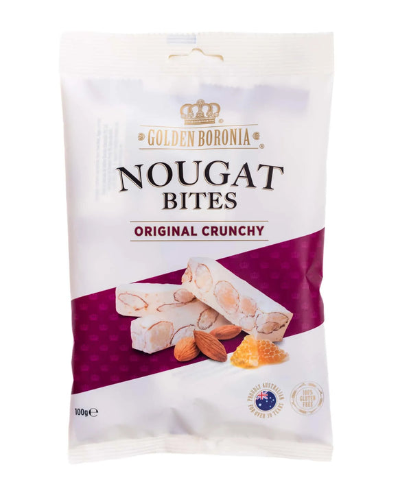 A package of Golden Boronia Nougat Bites, a type of crunchy confectionery.