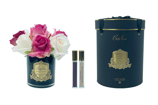 Cote Noire Premium Rose Bud Bouquet - Mixed Magenta & Blush - Dark Glass - MBG01 Cote Noire