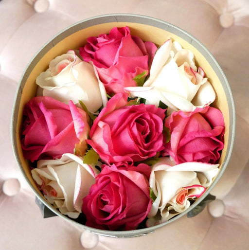 Cote Noire Premium Rose Bud Bouquet - Mixed Magenta & Blush - Clear Glass - MBS01 Cote Noire