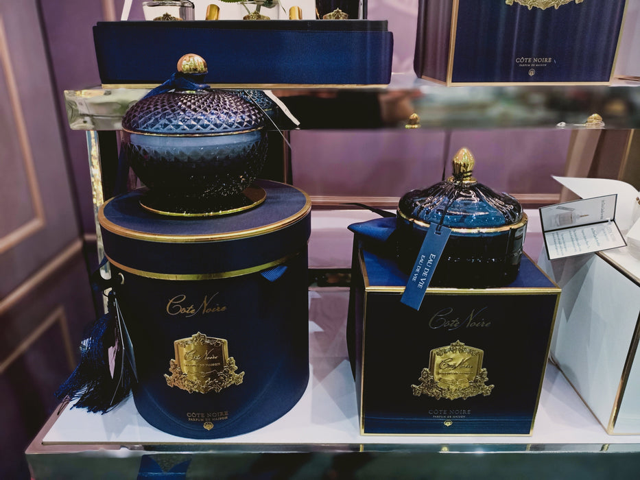 Cote Noire Art Deco Candle - Navy & Gold - Eau de Vie - GML45016