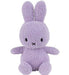 A purple plush bunny toy with large ears and a black x on its face.