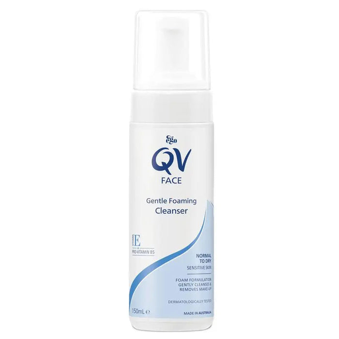 A bottle of QV Face Gentle Foaming Cleanser
