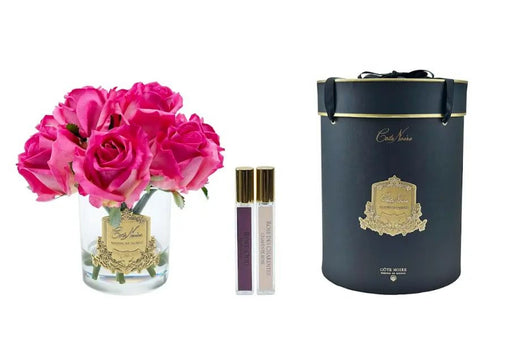 Cote Noire Premium Rose Bud Bouquet - Magenta - Clear - Gold Badge - GRB07 Cote Noire