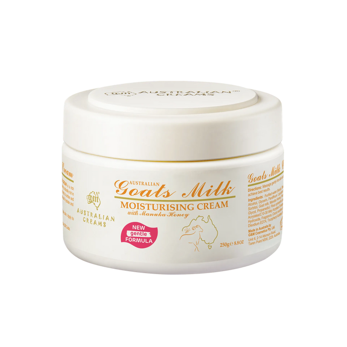 a jar of Australian Cream Goats Milk Moisturising Cream with Manuka Honey.