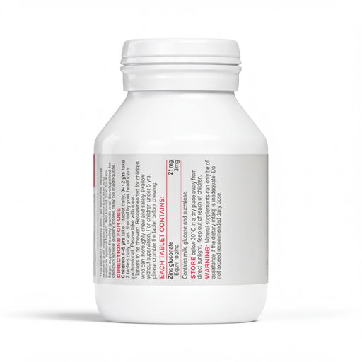 A white bottle with a label that contains text and instructions.