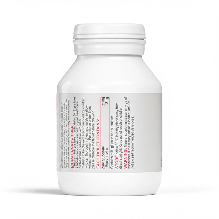A white bottle with a label that contains text and instructions.