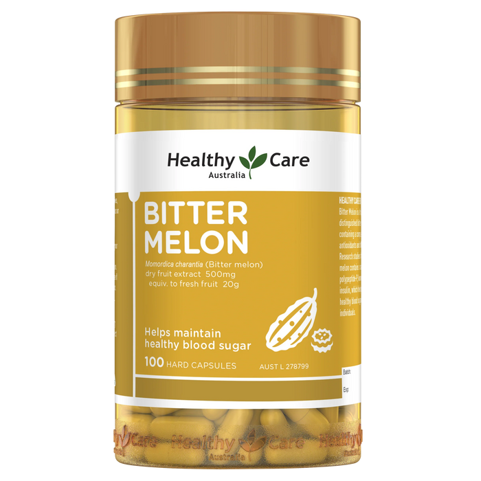 a bottle of bitter melon capsules from Healthy Care Australia.