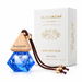 a Blue Jacar Home Mini Diffuser, a blue diamond-shaped diffuser with a wooden top, and its accompanying box.