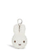 A white plush rabbit keychain with a silver metal clasp.