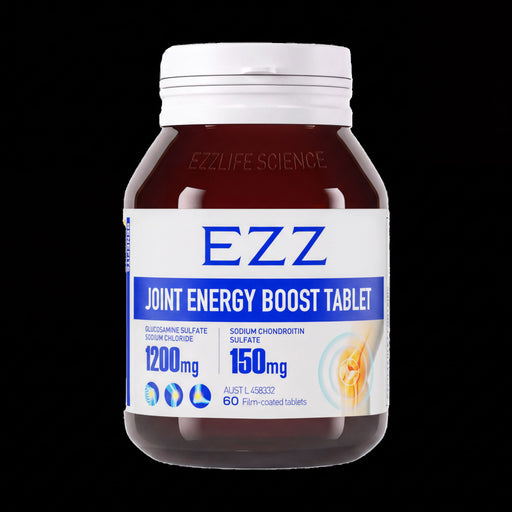 a bottle of joint energy boost tablet, with a label that provides information about the product.