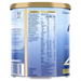 The image is a nutritional supplement can with a blue and yellow color scheme. It contains a list of ingredients and nutritional information, as well as a barcode and a label with a barcode.