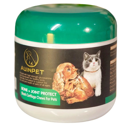 a green and white jar of pet food with a label that includes images of a dog and a cat.