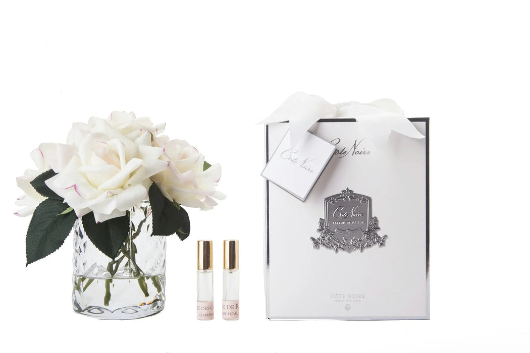 Cote Noire - Herringbone Flower - 5 French Roses - Clear - Pink Blush - HCF32 Cote Noire