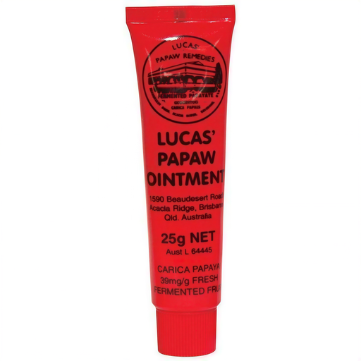 A tube of red Lucas' Papaw Remedy ointment.