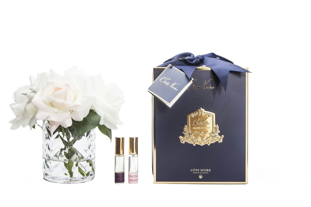 Cote Noire - Herringbone Flower - Blush & White Roses - Clear - HCF07 Cote Noire